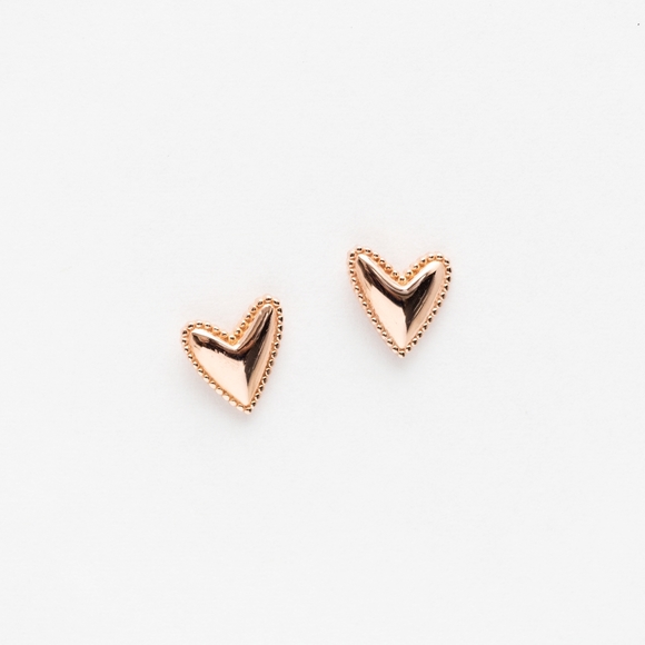 Tops - Rose Gold Heart Studs (S925)